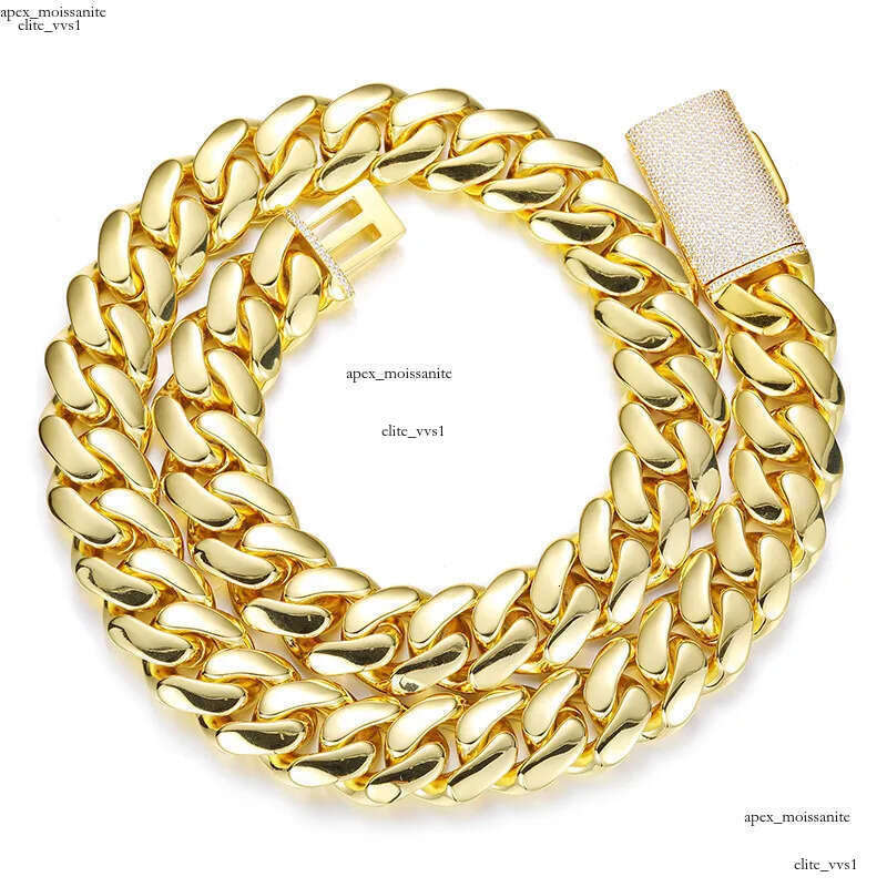 12mm-20mm Hip Hop Heavy Large Miami Cuban Link Chain Mens Necklace Real Gold Plated topBling 5A Zircon Clasp Men Jewelry