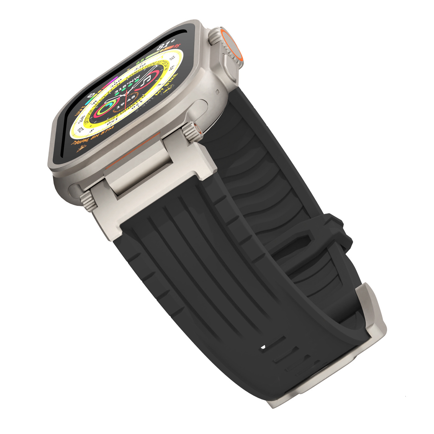 Hot-Selling Mecha Stripe Silicone Strap Compatible with Apple Watch Ultra Explorer