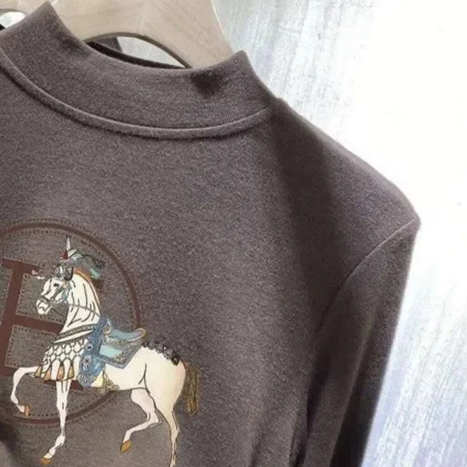 Fleece Half Polo/Turtle Neck Base Layer Women's Clothing Autumn/Winter Style Thickened Warm Sleeves T-Shirt Inner Top