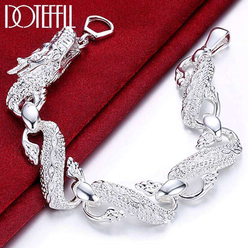 DOTEFFIL New Arrival 925 Sterling Silver Bangle Cuff Man Women Dragon Bracelet Fine Jewelry Party Christmas Gift