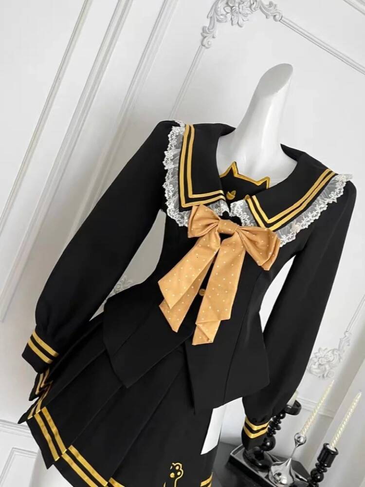 Bestseller Japanese Preppy Style Sweet JK 2 Piece Sets Women Cute Bow Top Patchwork + Mini Pleated Skirt New Fashion Kawaii Slim Outfits ddmytues