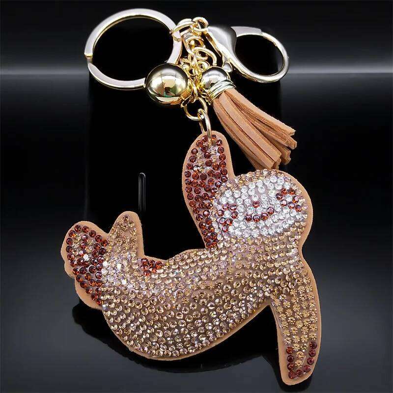 Cute Sloth Chain Gold Color Alloy Crystal Lazy Animal Key Rings Holder for Women Girls Keychain Decoration Jewelry K9809S01 XJ260106