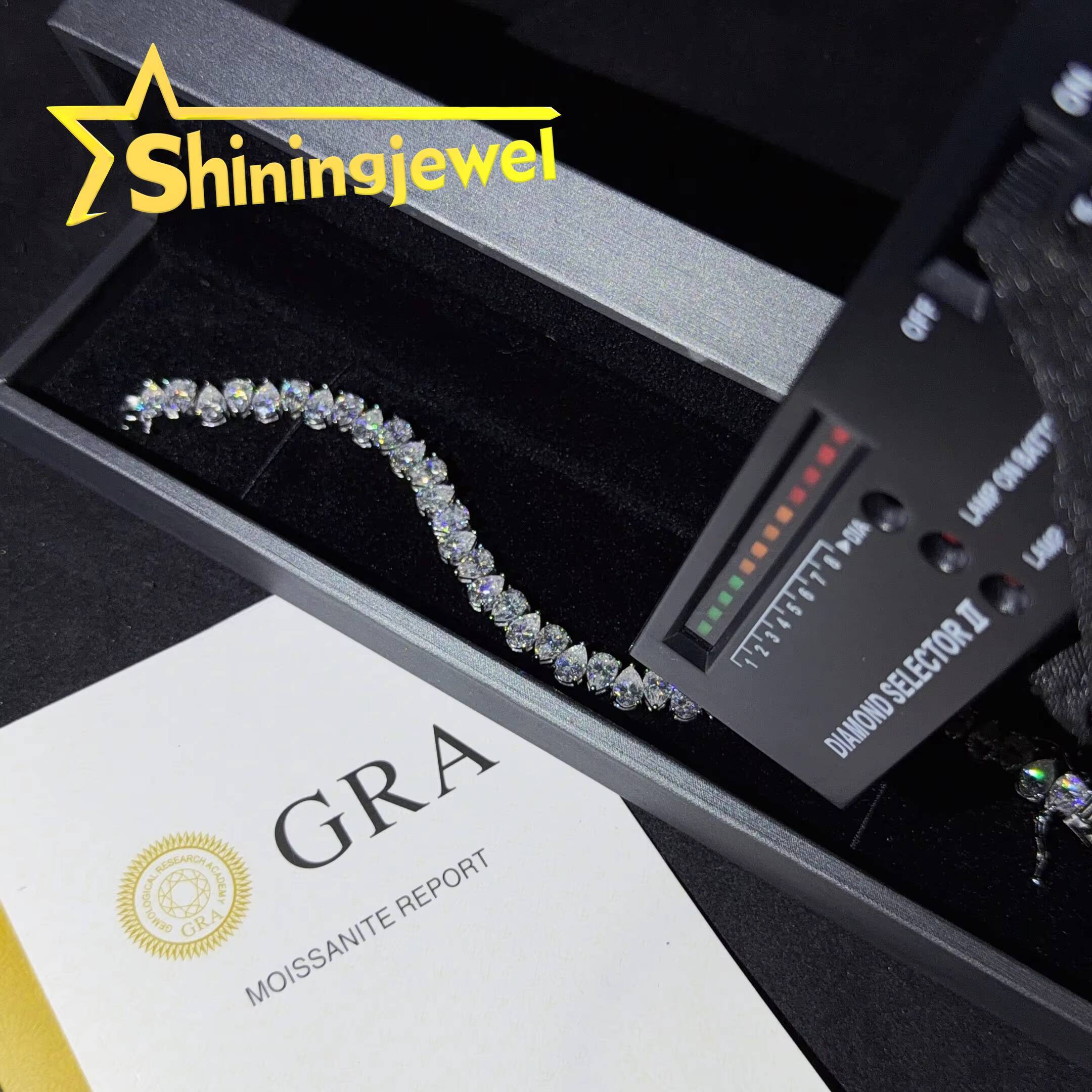 Fashion Jewelry Pear Cut Iced Out 57MM Tennis Bracelet 925 Silver Moissanite Diamond Tennis Bracelet Pass Diamond Test