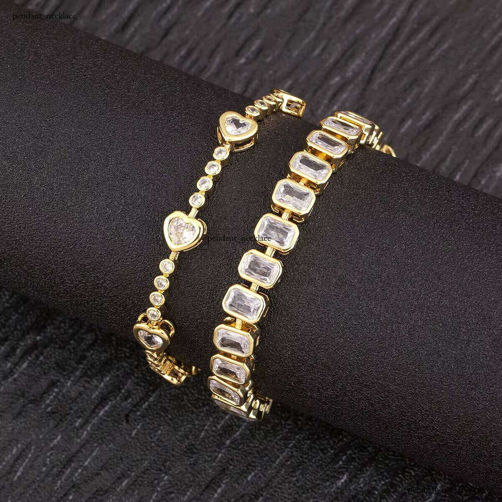 Qiku New Fashion Heart-Shaped/Rectangle VVS Moissanite Sterling Silver Bracelet for Women Engagement Wedding Jewelry Birthday Gift Wholesale