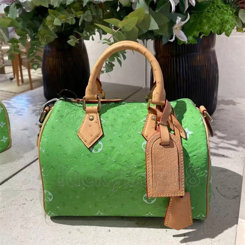 Designer Speedy30cm 25cm P9 Bags Ostrich Leather Pillow Bag Handbag Luxury Bag Woman Shoulder Bag High Quality Totes Travel Bag Crossbody Bag Purse