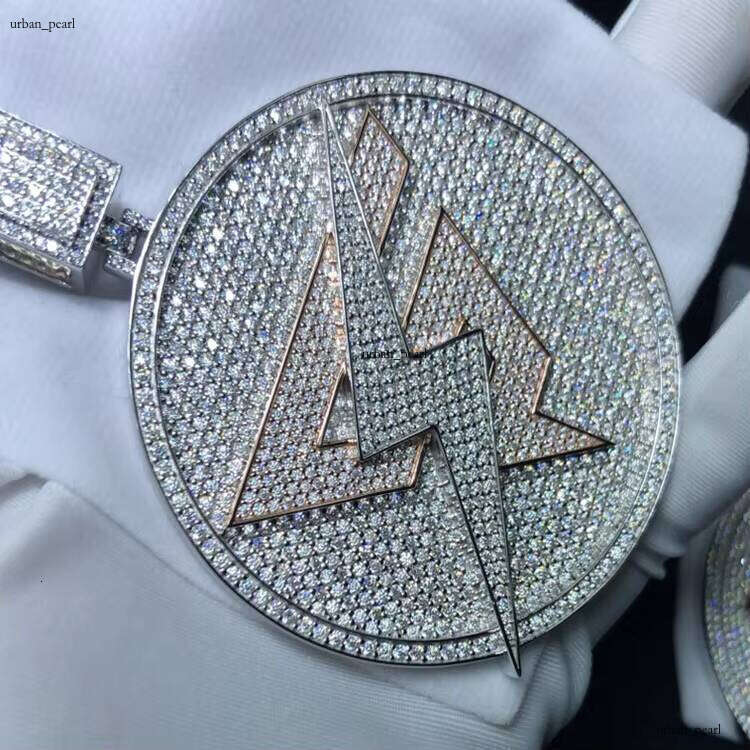 Ice out VVS Moissanite Rapper Jewelry Men's Pure Sier Chalcedony Rose Gold Two-Tone Heart-Shaped Buckle Name Letter Pendant