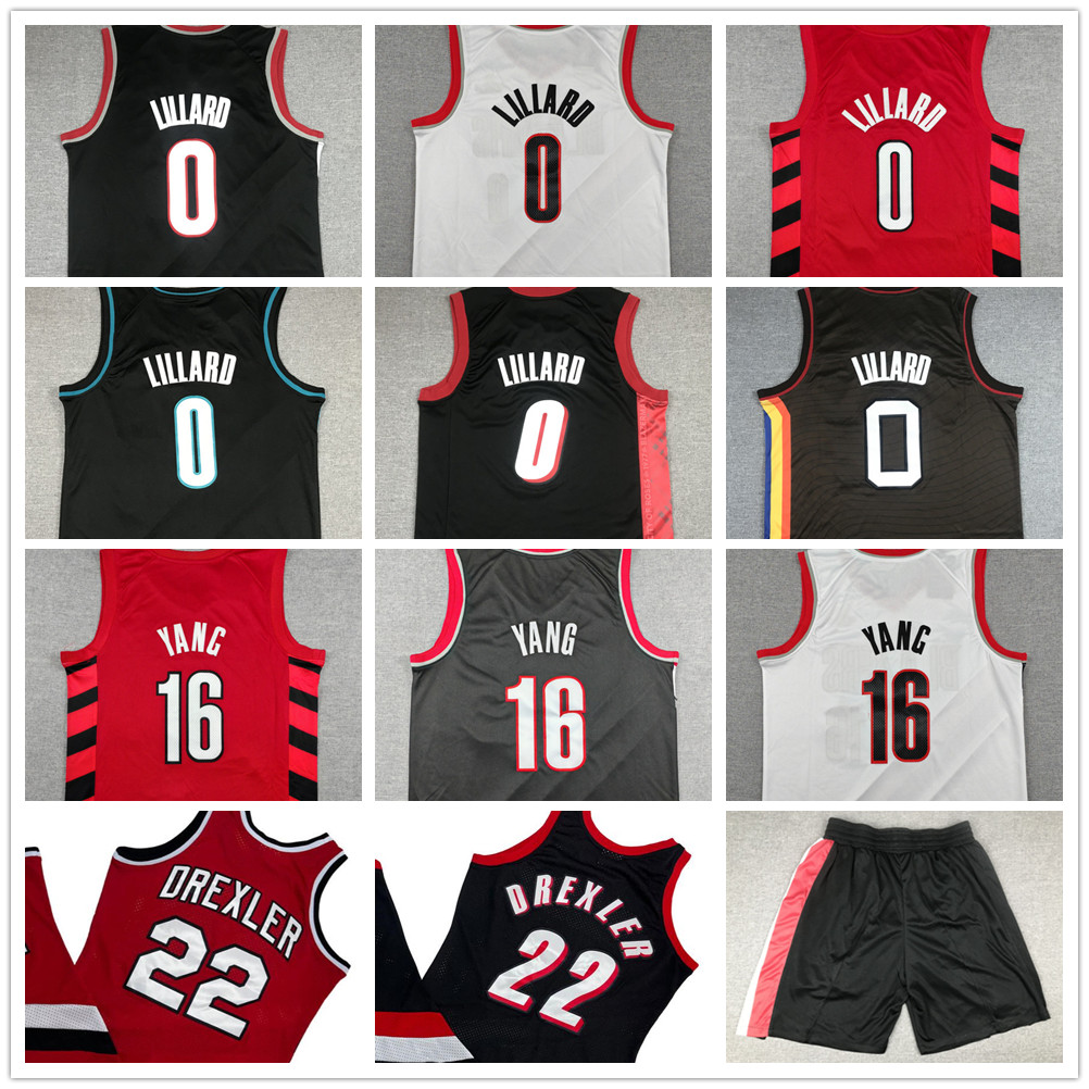Men's Basketball Jersey Damian 0 Lillard Yang 16 Hansen Clyde 22 Drexler All Stitched