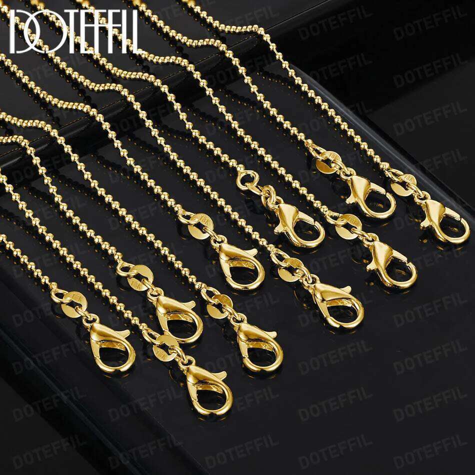 DOTEFFIL 18K Gold Bead Basic Chain Necklace 10/5/1pcs Choice For Woman Man Wedding Engagement Fashion Jewelry