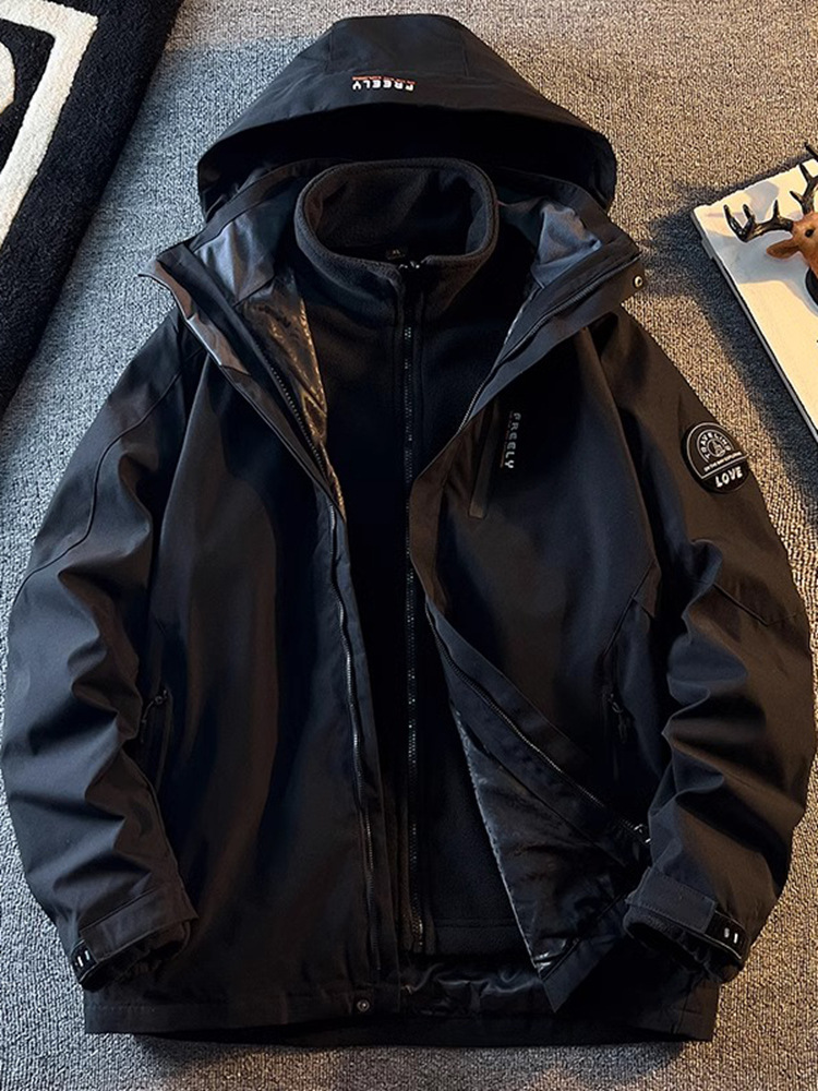 Free Shipping 2026 Men's 3-in-1 Detachable Winter Jacket, Fleece-Lined Thickened Windbreaker, American Style Waterproof Outdoor Coat