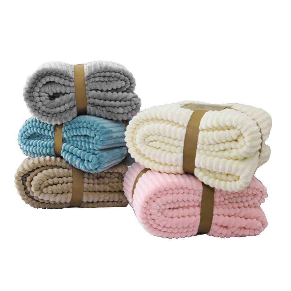 Blanket Winter Flannel For Beds Solid Coral Fleece Faux Fur Throw Coverlet Sofa Cover Bedspread Soft Fluffy Plaid Blankets 26N0106