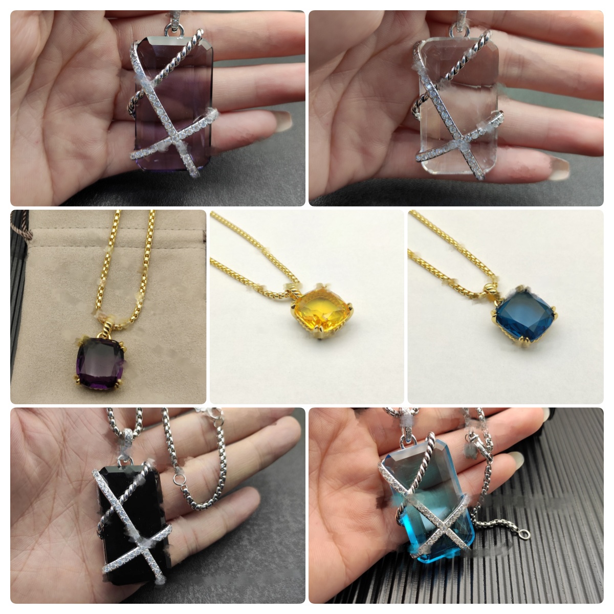 Colorful Crystal Cable Wrap High-Quality Eco-Friendly Copper Jewelry for Women factory wholsale uniquestyle Valentine ideal gift pendant necklace yurmanly