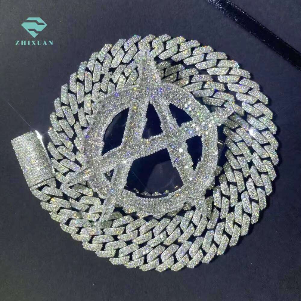 Hip Hop 925 Sterling Silver Iced Out VVS Moissanite Letter Custom Mossinate Initial Men Chain Charm Pendant