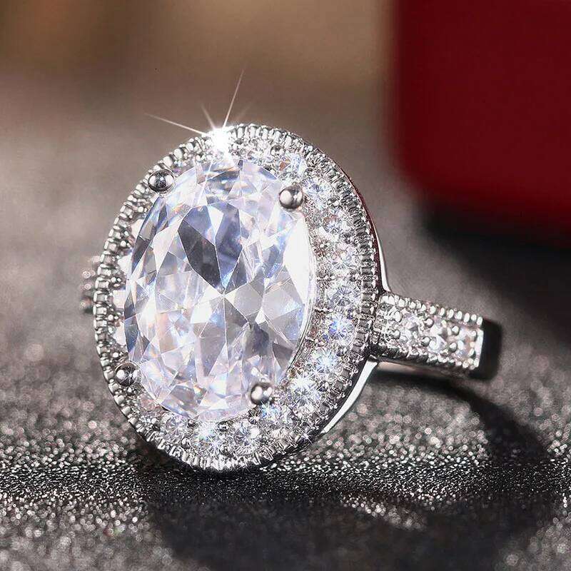 Oval White Red Green Stone Cubic Zirconia Wedding Rings for Women Promise Engagement Jewelry Gifts