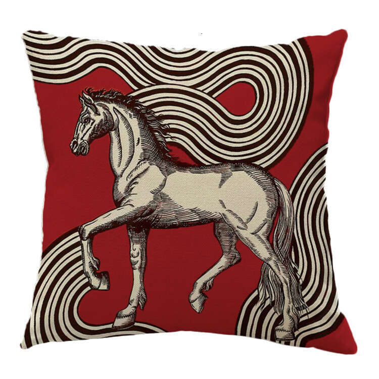 Decorative Square Horse Pillowcase Horse Pattern Cushion Cover for Sofa Bedroom Living Room Decoration Soft Comfortable Home Bedding Accent Pillow Cas