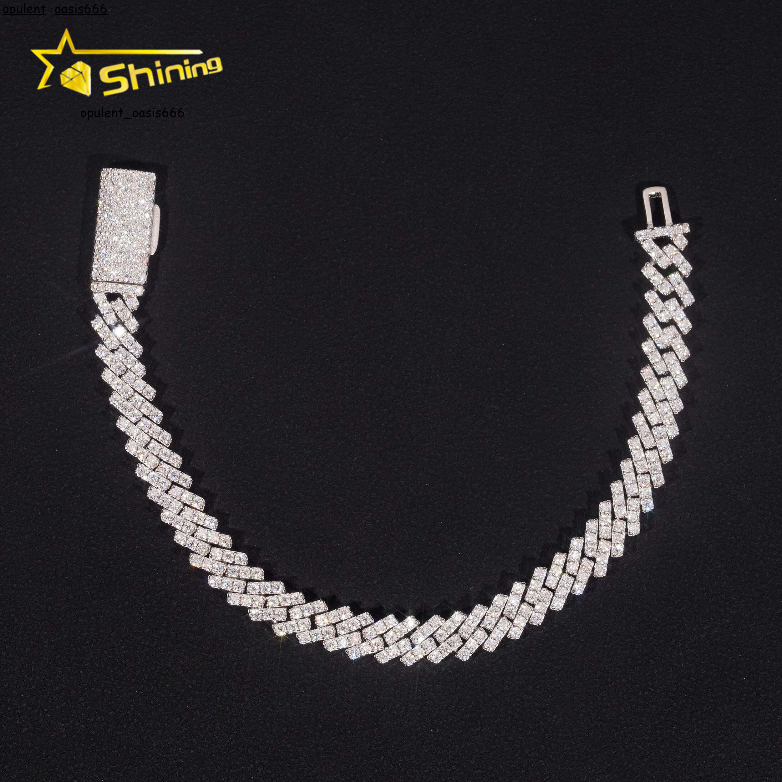 Single Row Moissanite 7mm Iced Out Cuban Necklace Bracelet VVS Moissanite 925 Sterling Silver Miami Cuban Link Chain