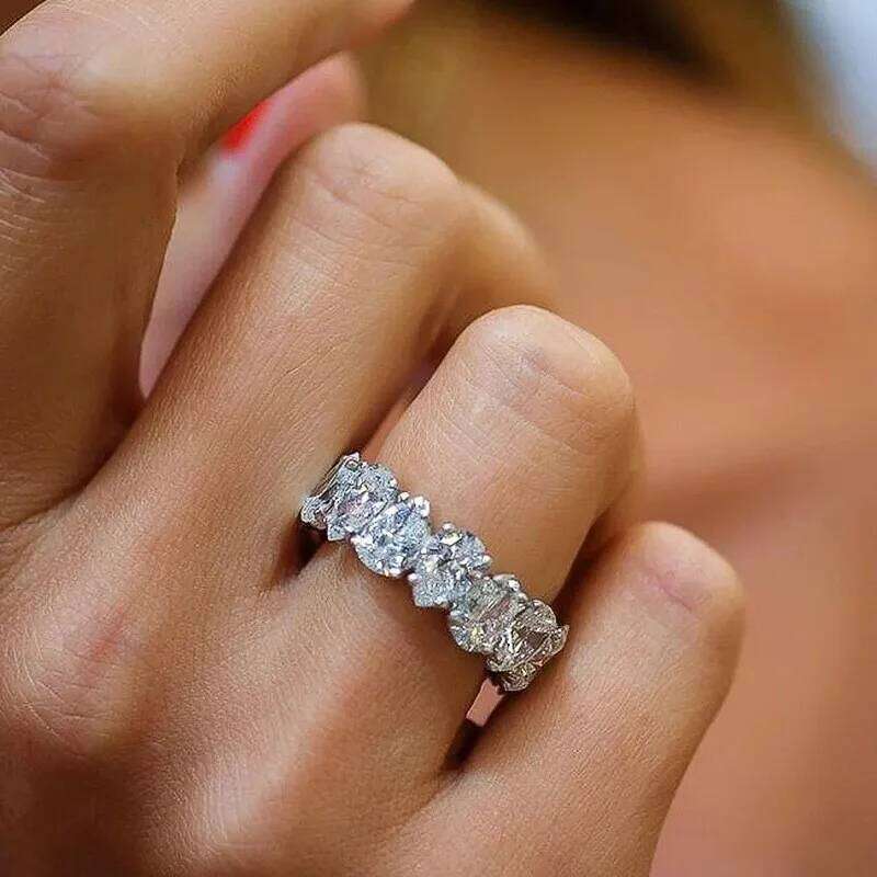 Cubic Zircon Promise Rings for Women Fashion Luxury Wedding Band Accessories Bling Female Jewelry