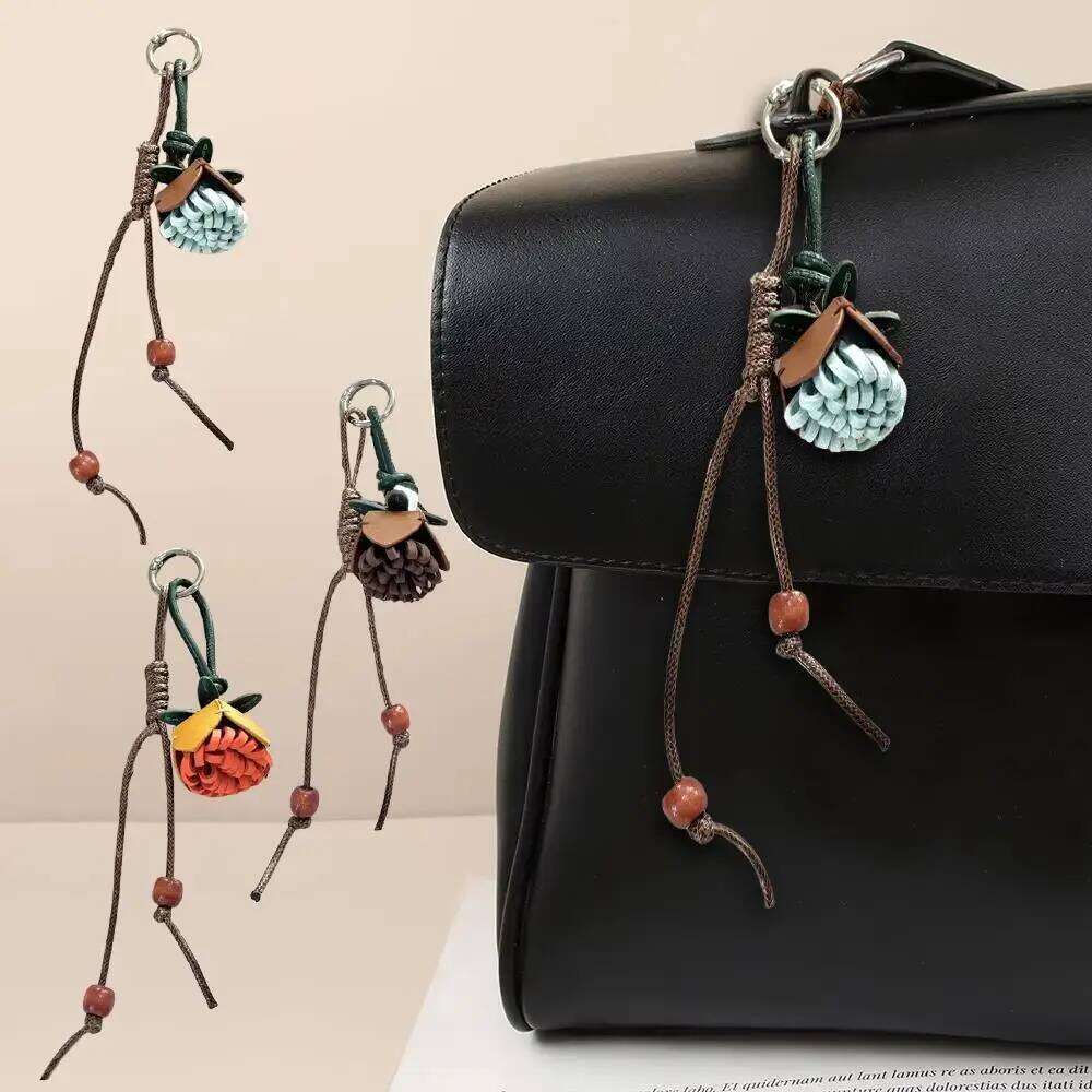 Creative Pinecone Flower Purse Hanging Cute Tassel Ball Handmade Rope Keychain Bag Pendants Charms For Bags New XJ260106
