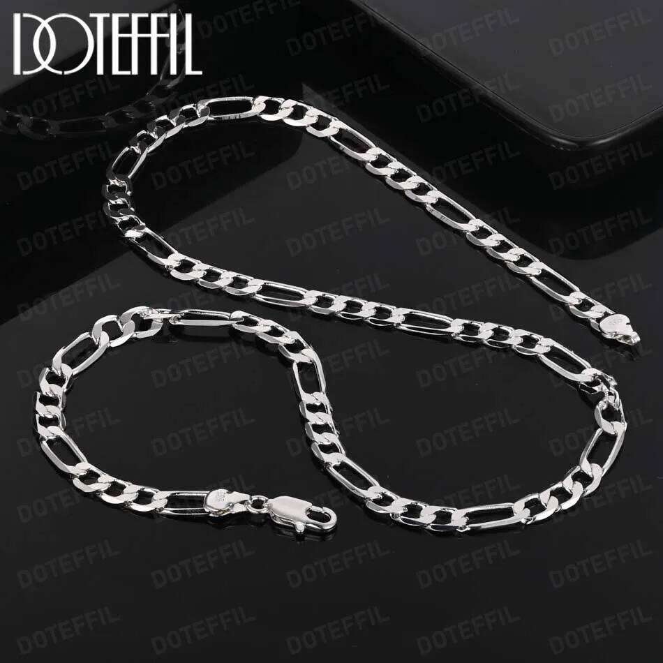 DOTEFFIL 6MM Flat Chain Wholesale High Quality Mens 925 Sterling Silver Necklace Fashion Jewelry Women Men Solid Wedding Gift