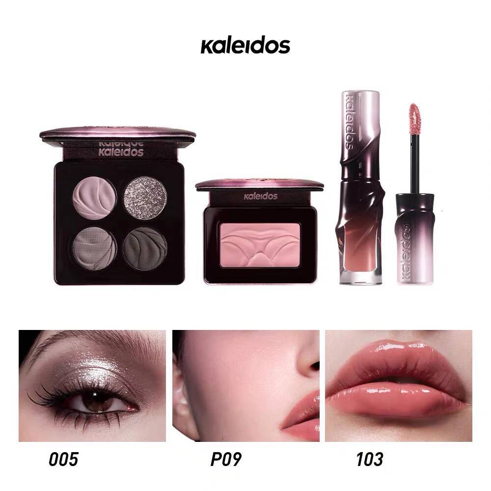 Bestseller Kaleidos All In One Shimmer Lipgloss Matte Blusher Glitter Eye Shadow Palette 3Pcs Maquillage Professionnelle Set ddmyHappy