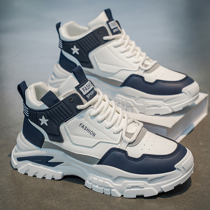 Ddmytiger Autumn Men S New Breathable Youth High Top Sneakers Trendy Versatile Thick Soled Casual Dad Shoes For Outdoor Shoes