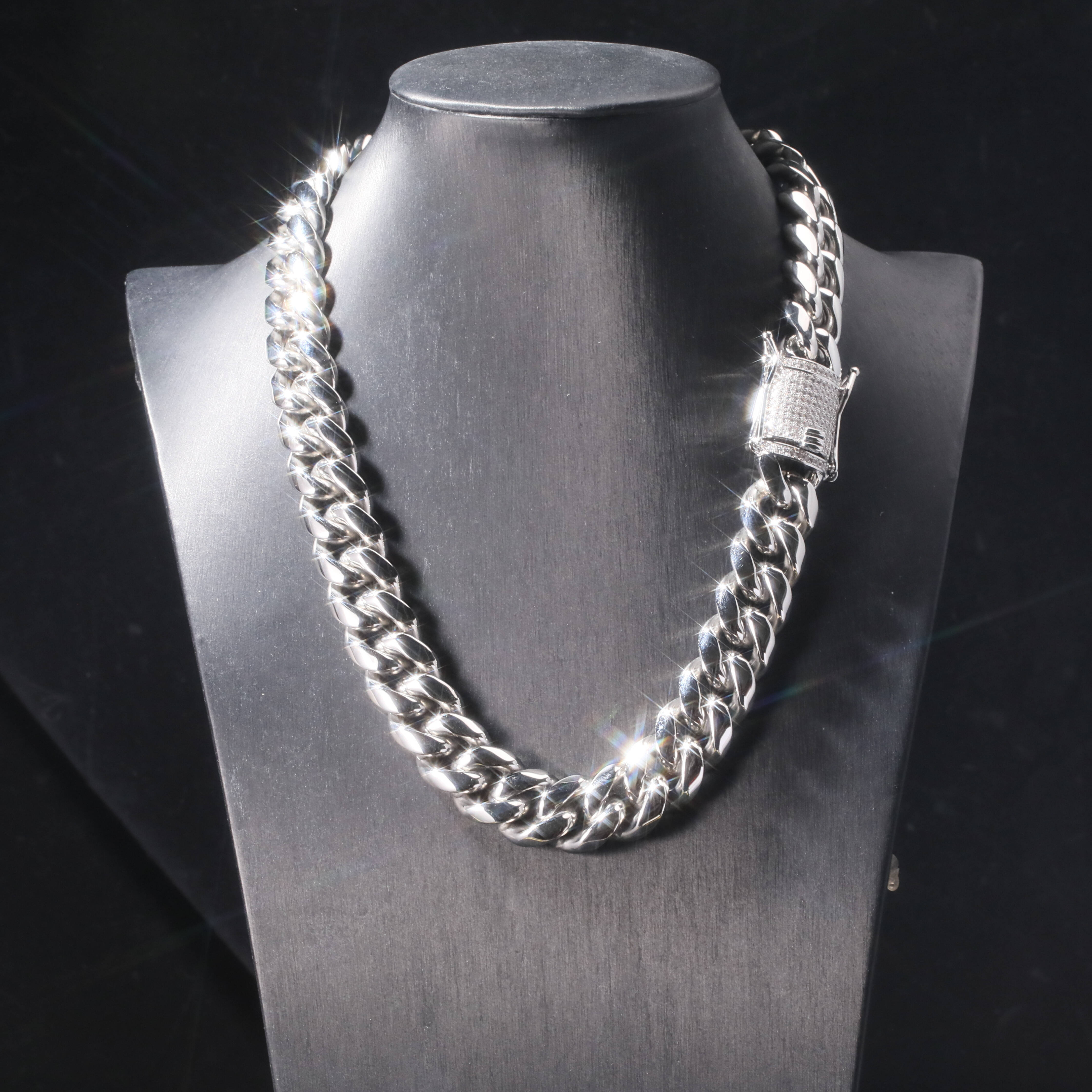 Jewelry Gold Plated Mm/8mm/10mm/12mm/14mm/16mm/18mm Mens Stainless Steel Moissanite Diamond Cuban Link Chain Bracelet Necklace