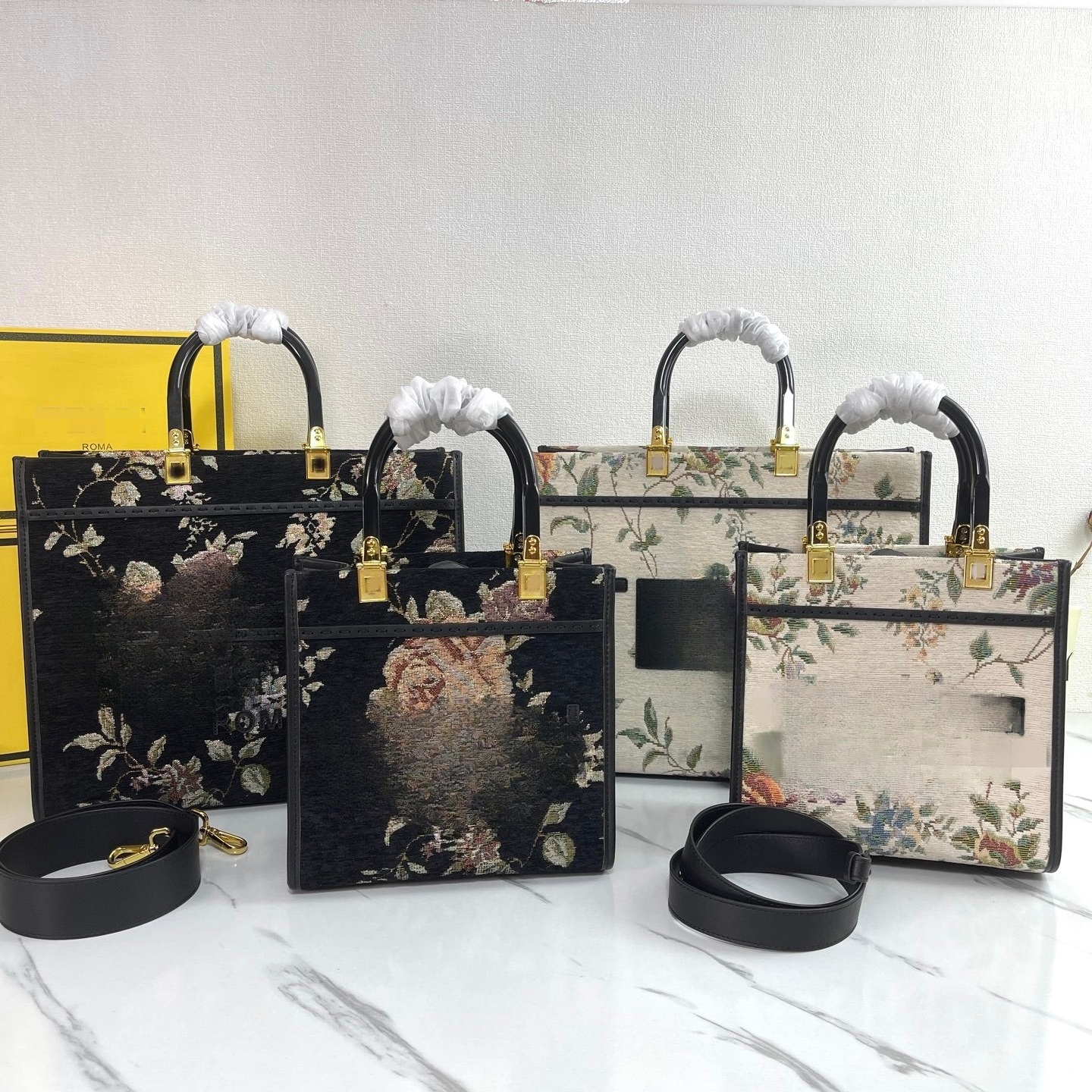 Heavy Craft Floral Pattern Tote Bag Shopping Bag Casual Handbag Shoulder Bag