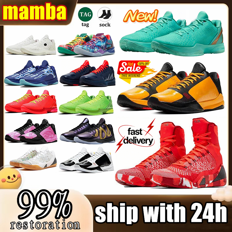 Designer shoes Black Mamba 6 5 Potro Reverse Grinch Basketball Shoes 8 9 Mambacita Indiana Fever X-Ray Black Men Women Trainers Outdoors Sports Sneakers size 40-46
