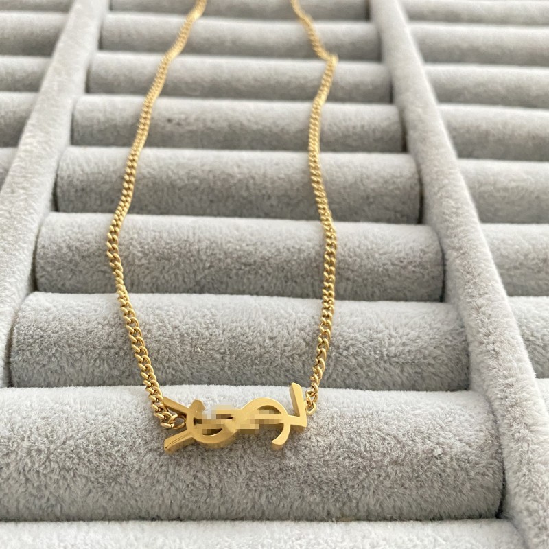 Gold Color Luxury Designer Necklace Bracelet Earrings High Polished 3D Simple Letter Pendant Necklaces Titanium Steel Fashion Jewelry Set For Women