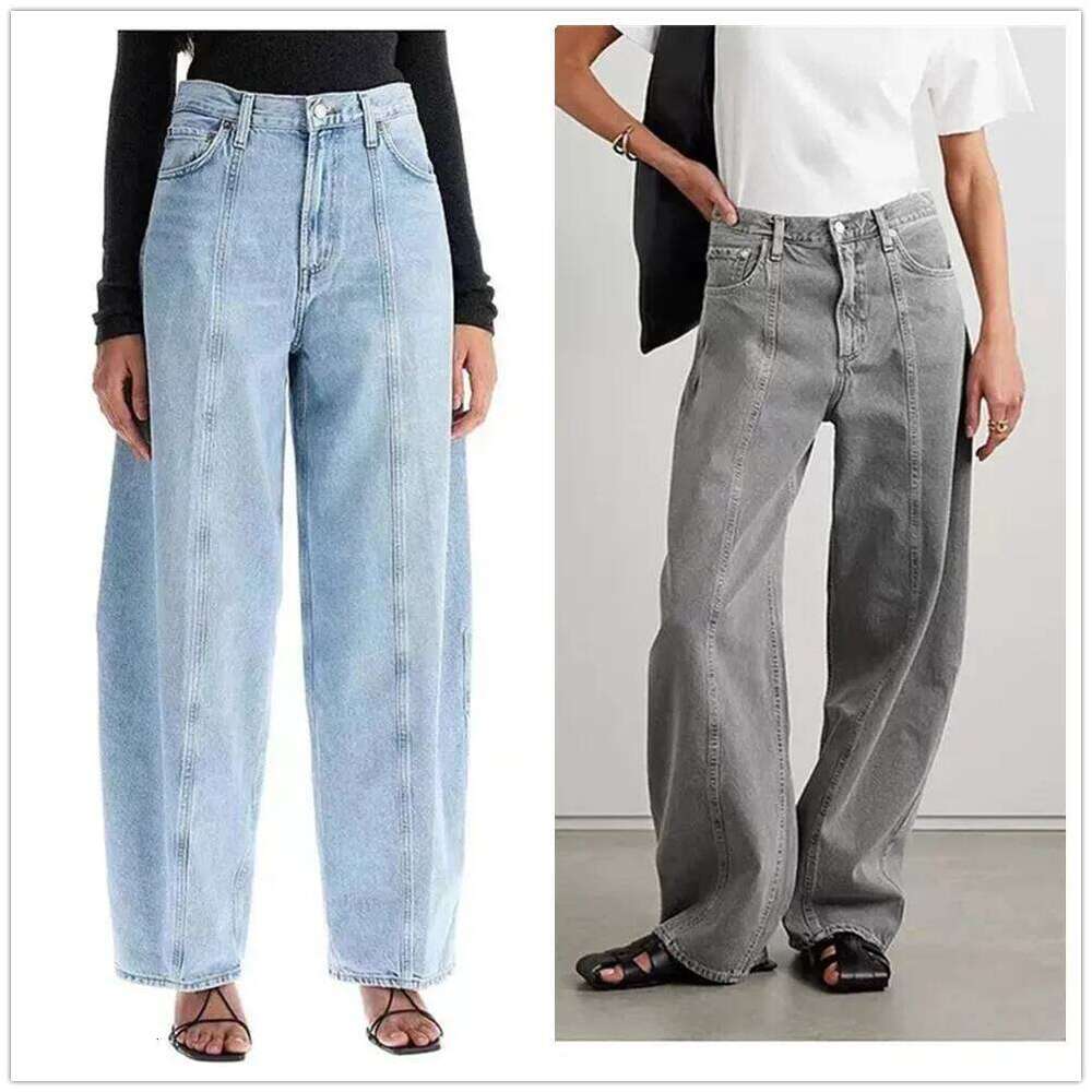Middle Seam Thread Women's High Waist Jeans Casual Female Zipper Fly Long Denim Pants for Autumn Winter MDNG