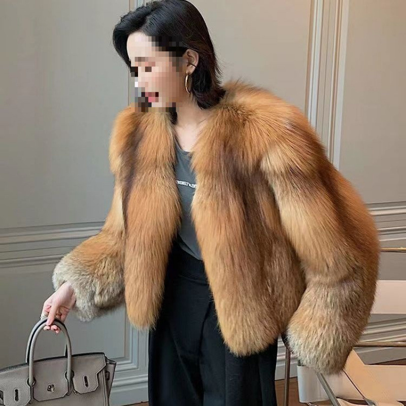 Golden lsland Fox Fur Coat Fur Jacket With Collar Short Silver Fox Fur Coat Arrival Fur Coat For Women 250910