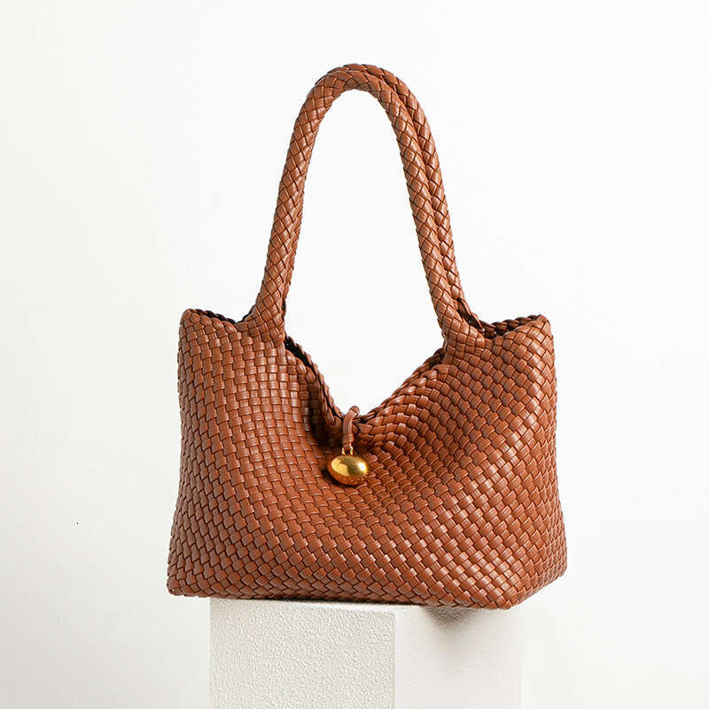 JINXIANGGUO Handwoven Tote Hobo Large Capacity European And American Fashion Lazy Style Single Shoulder Underarm Mother Bag With Buckle Closure Mixed 