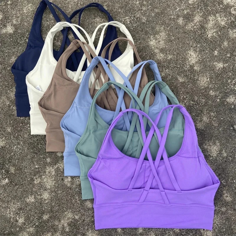 Cross Straps Sports Bra Women Gym Sports Top High Support Fitness Bralette Yoga Vest Push Up Running Underwear With Chest Pad 260106