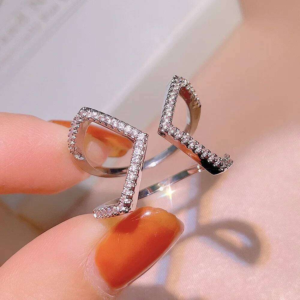 Simple Personality Original 925 Sterling Silver Open Ring For Wedding Women Party Exaggeration Zircon Fine Jewelry Anillos Mujer