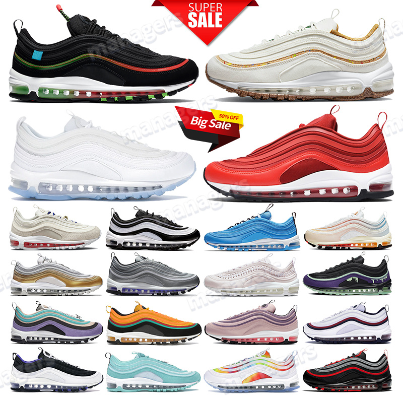 2026 Designer Shoes 97 97s Running Shoes Men Women Triple Black White Sean Wotherspoon Silver Gold Bullet University Red Volt Mens Outdoors Trainers Sneakers