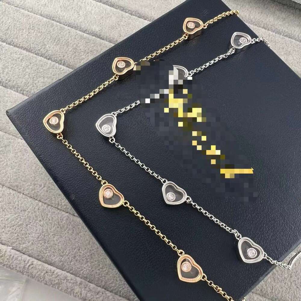 C hopard necklace Cho pard necklace C h o p a r d necklace Five-Heart Glass Movable Single Diamond Heart Pendant Necklace