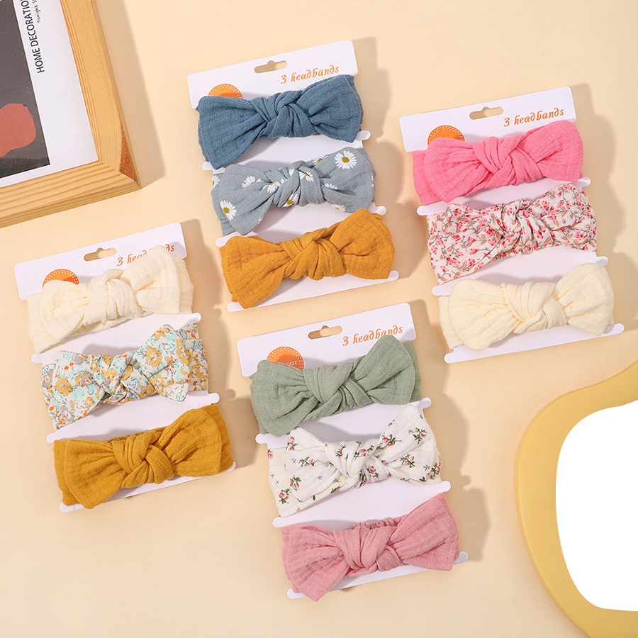 3Pcs/set Newborn Infant Elastic Soft Headband for Baby Hair Accessories Toddler Bows Headwear Kids Bandage Bowknot Headscarf U2023