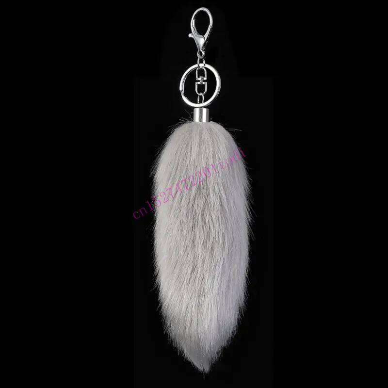 M76B Handmade Faux Animal Tail Key Holder Stylish Bag Decoration Backpack Ornament XJ260106