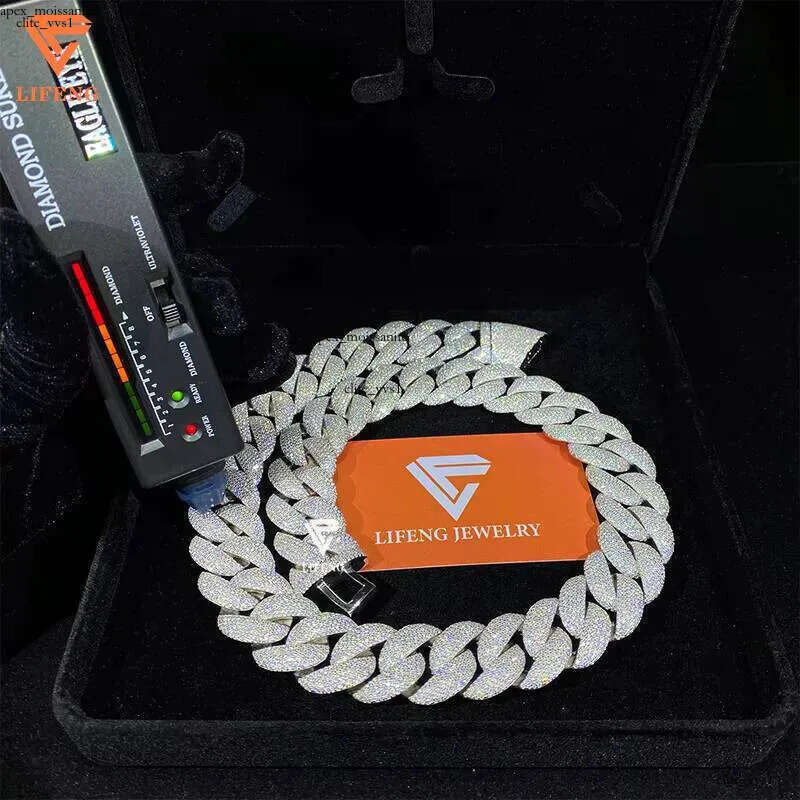 23mm High Quality Hip Hop Jewelry Big Cuban Link Chain Custom Mens Necklace Iced Out VVS Moissanite Diamond With Gra Certified