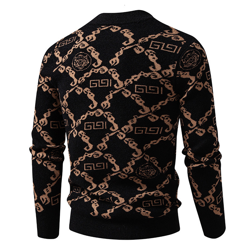 2026 New Half-neck Sweater For Men - Luxury Autumn-winter Thick Warm Base Knit Shirt With European Station Letter Full Print Cool And Stylish Line Clo