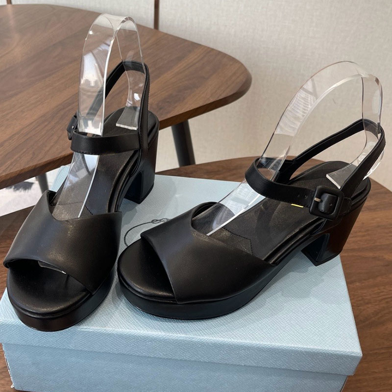 Padded nappa leather sandals designer spring summer sandals womens fashion week sandals platform column high heels 7.5cm sandals fashion womens brand sandals