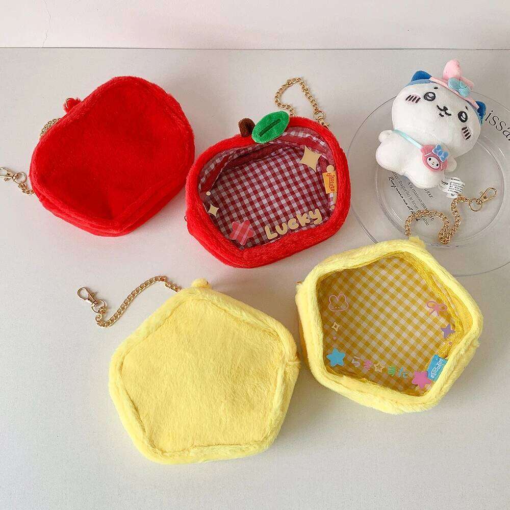 INS Korean Red Apple Accessories Cute Fashion Transparent PVC Doll Storage Bag Student Backpack Pendant Girls Gifts XJ260106