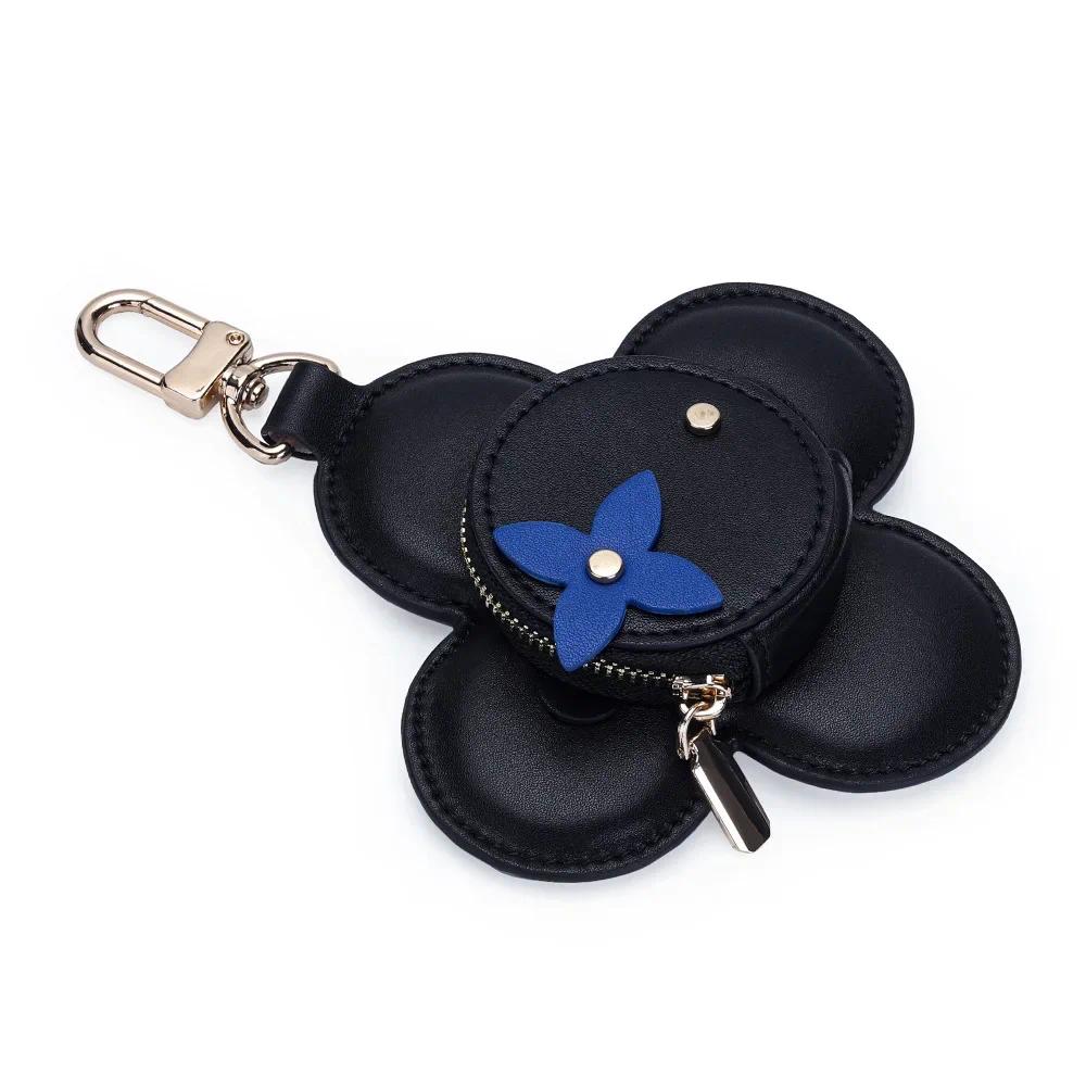 Hanging Ornaments Pendants Fashion Real Leather Women's Bag Charm Sunflower Design Small Bag Buckle Accessory Keychain Jewelry Coin Purses Wallets