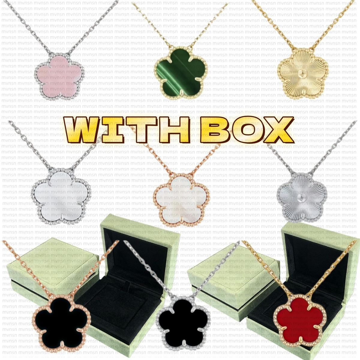 Necklace Clover necklace with box gold necklace Designer jewelry for women mother-of-pearl Flower diamonds Necklaces Luxury chains high quality wedding gifts