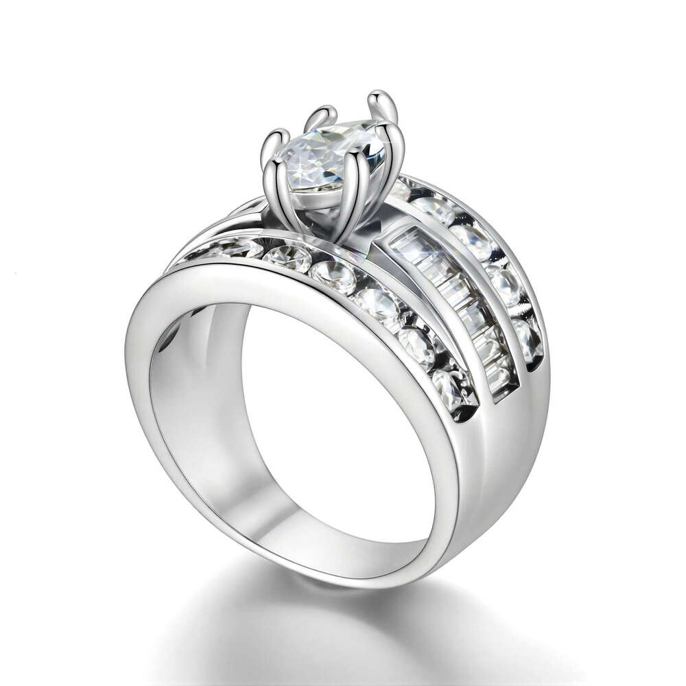 European And American Cross-Border Inlaid Zircon Fashionable Personality Women's Couple Engagement Birthday Gift Ring Jewelry