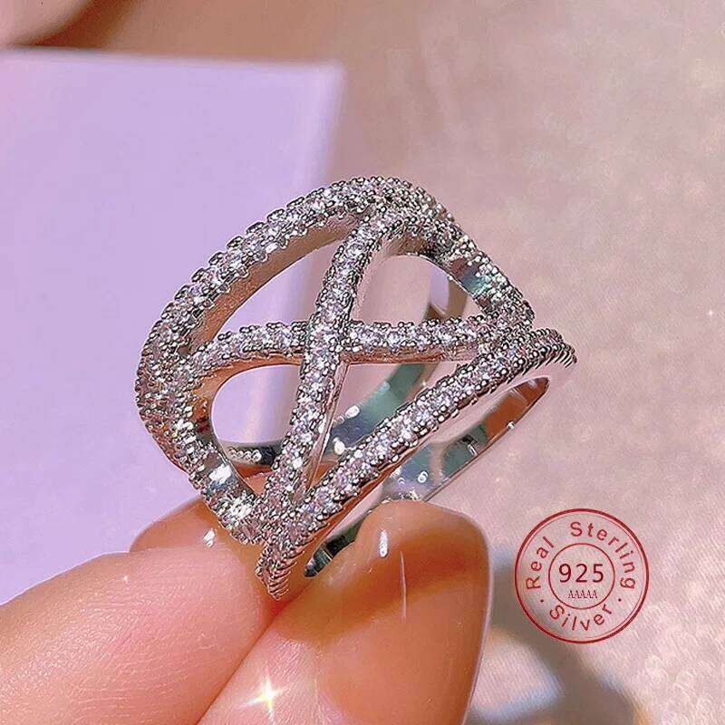 High Quality S925 Sterling Silver Infinity Endless Love Symbol Fashion Wide Rings for Women with 925 Stamp Wedding Ring