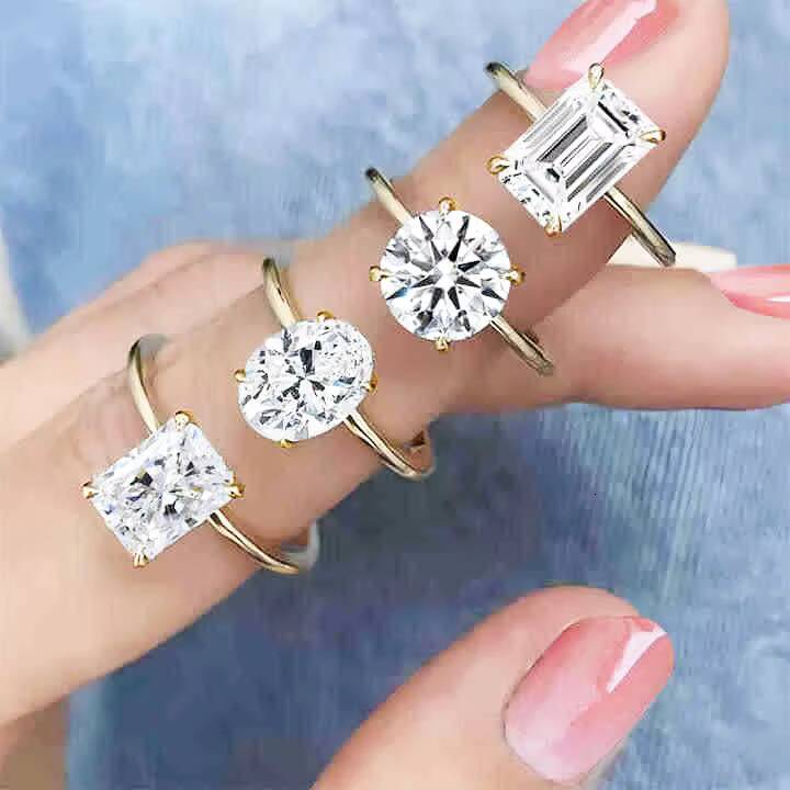 VOAINO 1ct Lab Grown Diamond Hpht Cvd 14k Yellow Gold Wedding Engagement Ring Gift IGI Certified 1carat Lab Diamond Ring