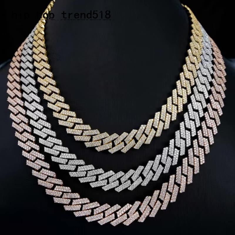 High Quality Fashion Designer Hip Hop Gold Plated Necklace Men Jewelry Bracelet 10mm Wide Mens Moissanite Cuban Chain