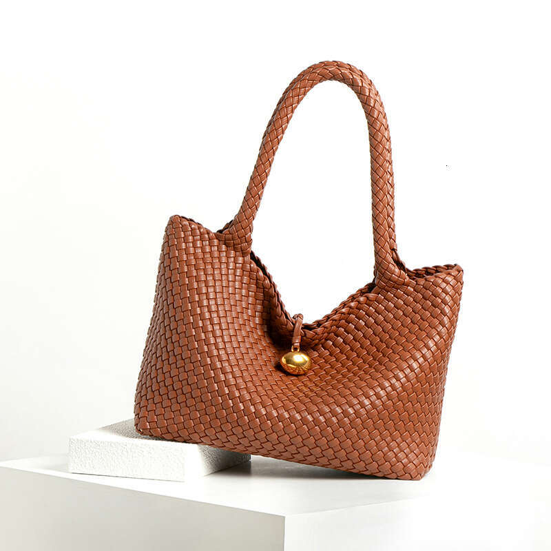 JINXIANGGUO Handwoven Tote Hobo Large Capacity European And American Fashion Lazy Style Single Shoulder Underarm Mother Bag With Buckle Closure Mixed 