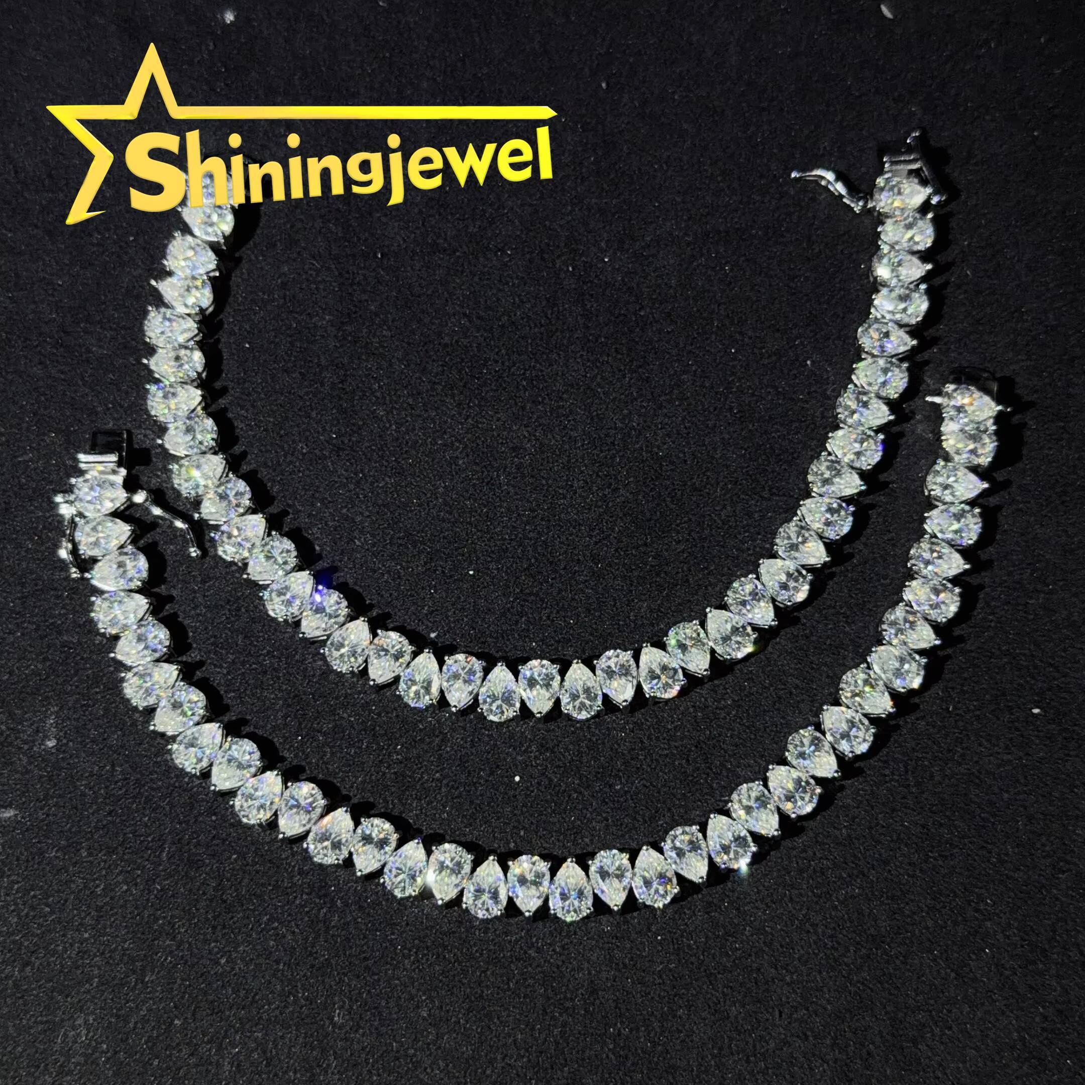 Fashion Jewelry Pear Cut Iced Out 57MM Tennis Bracelet 925 Silver Moissanite Diamond Tennis Bracelet Pass Diamond Test