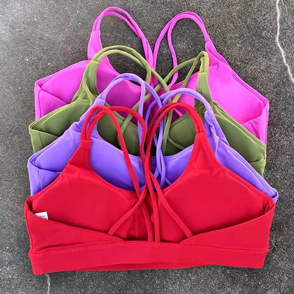 Women Sports Bra Cross Strap Top Women Push Up Sport Bra Yoga Gym Crop Top Brassiere Fitness Top Sport Bra Breathable Bras 260106